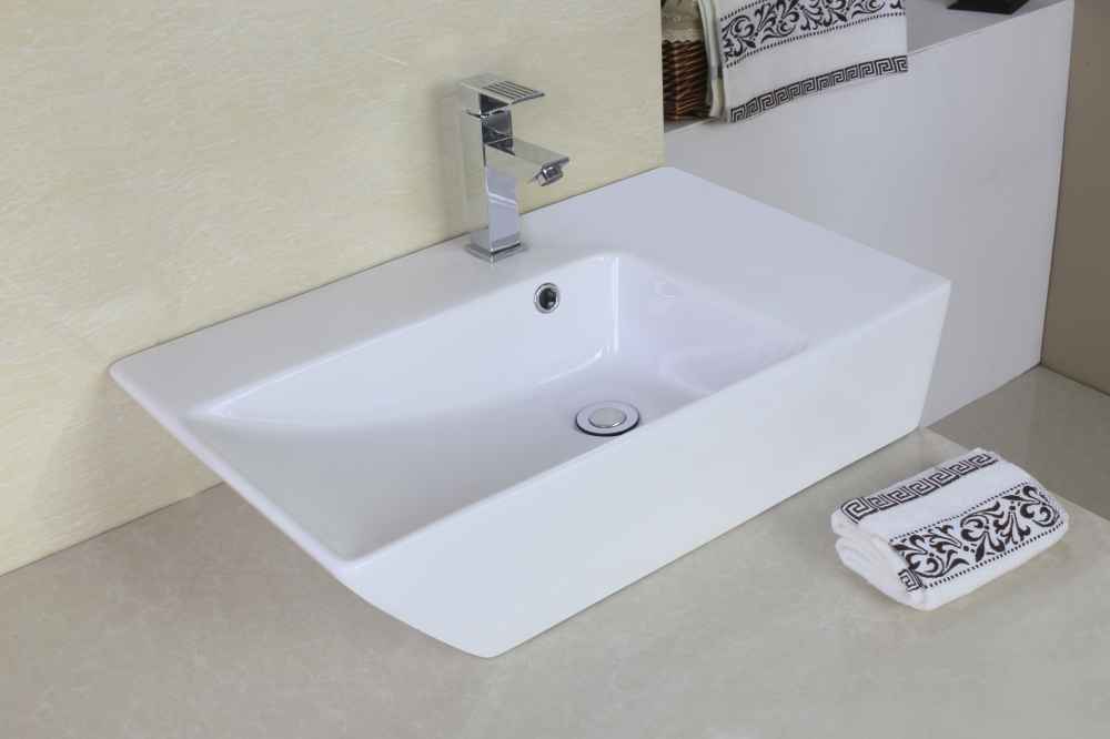 25.5-in. x 15.5-in. Rectangle Bathroom Vessel Sink Set White Enamel Glaze