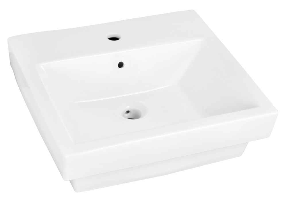 20.5-in. x 18.5-in. Rectangle Bathroom Vessel Sink Set White Enamel Glaze