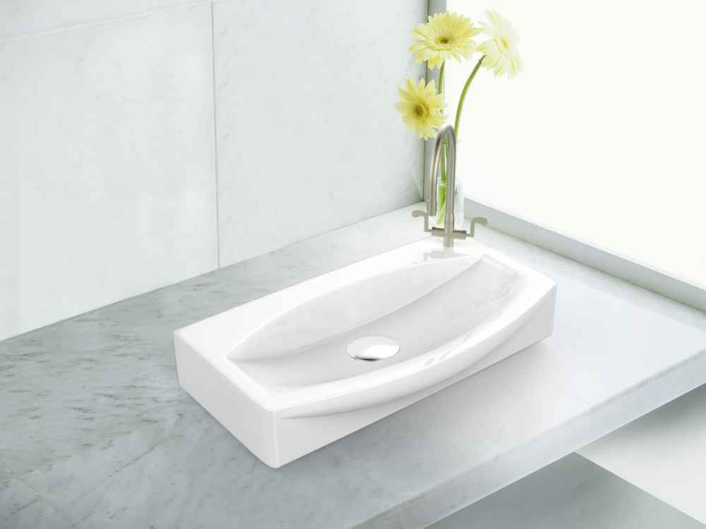 16.5-in. x 12-in. Unique Bathroom Vessel Sink Set White Enamel Glaze
