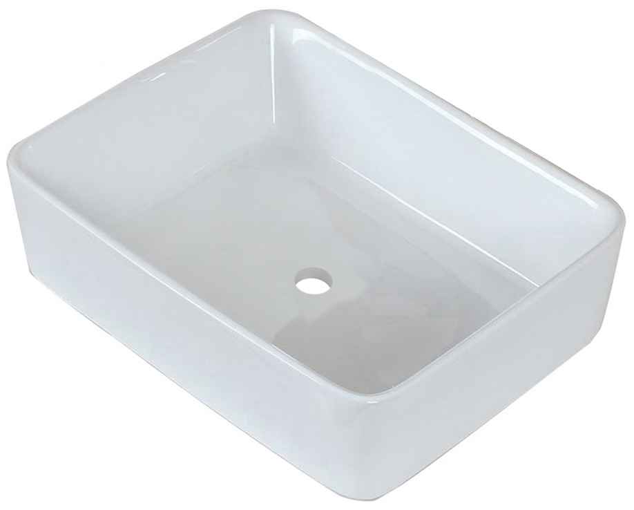 18.75-in. x 14.75-in. Rectangle Bathroom Vessel Sink Set White Enamel Glaze