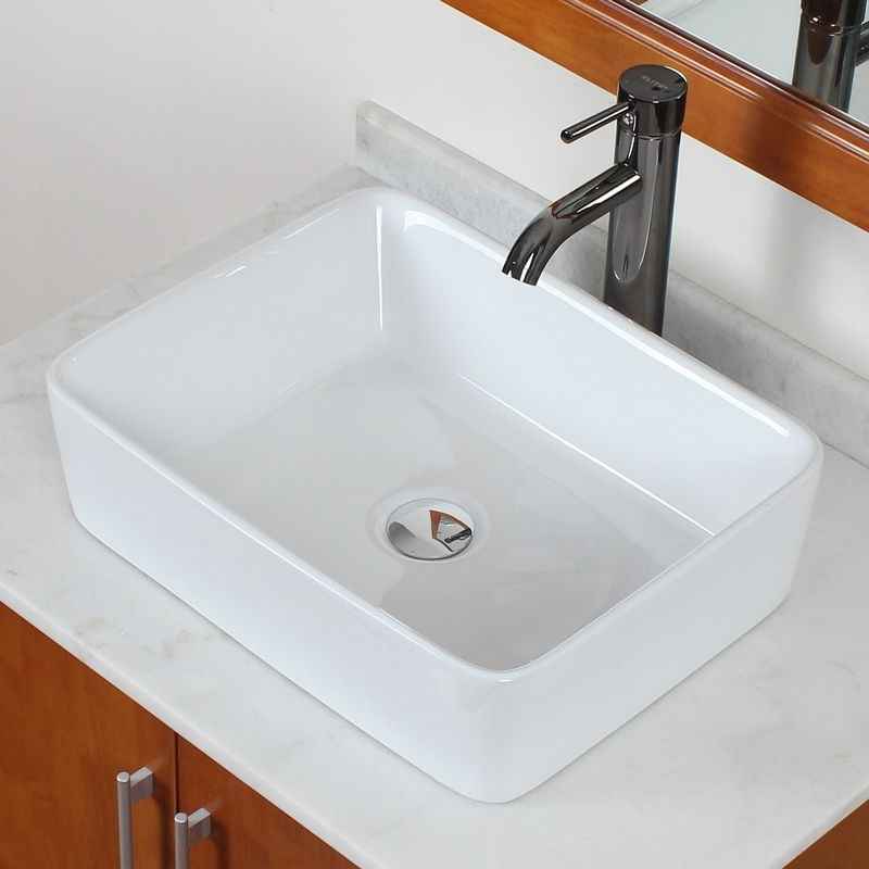 18.75-in. x 14.75-in. Rectangle Bathroom Vessel Sink Set White Enamel Glaze