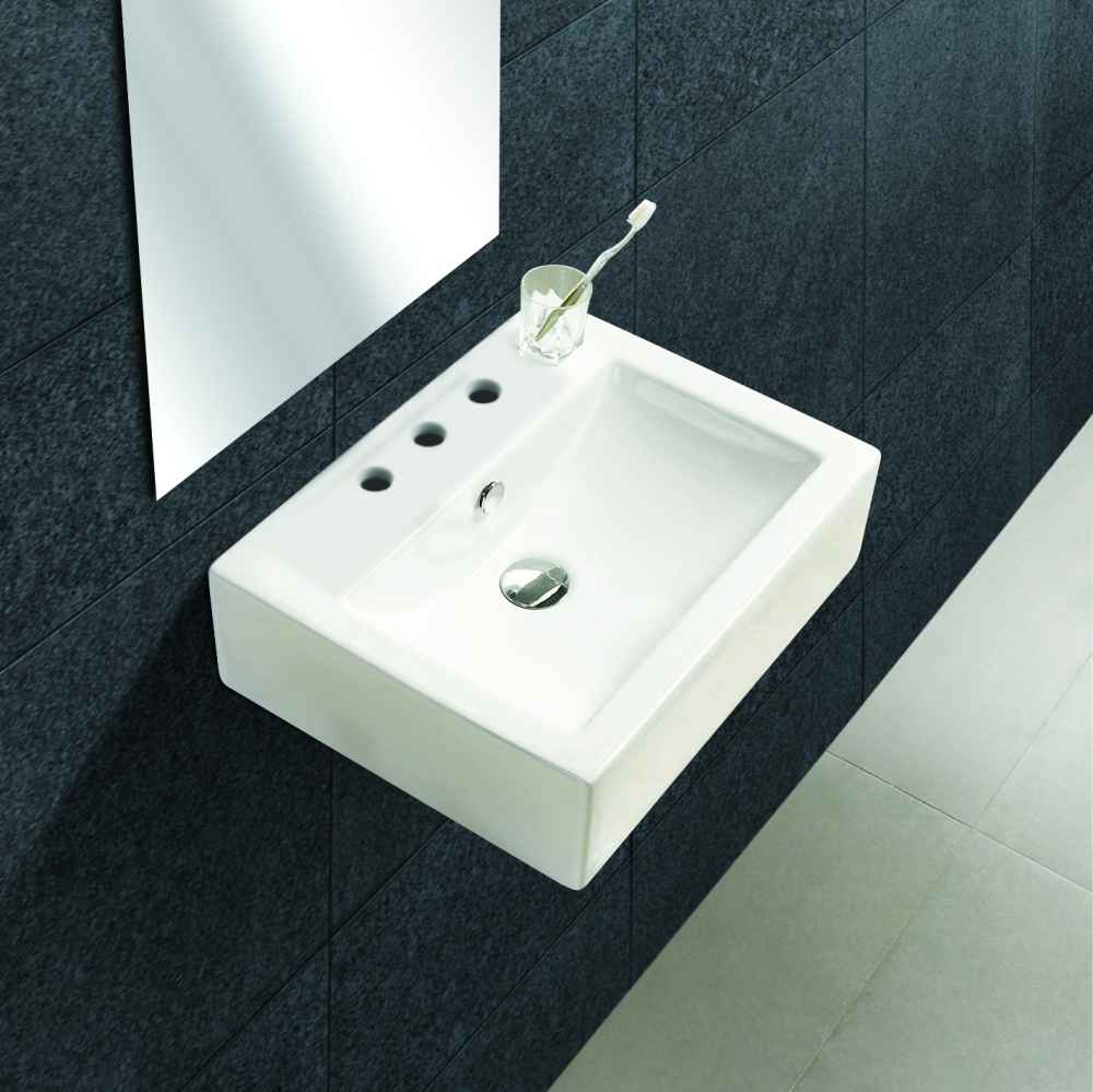 20.25-in. x 16.25-in. Rectangle Bathroom Vessel Sink Set White Enamel Glaze