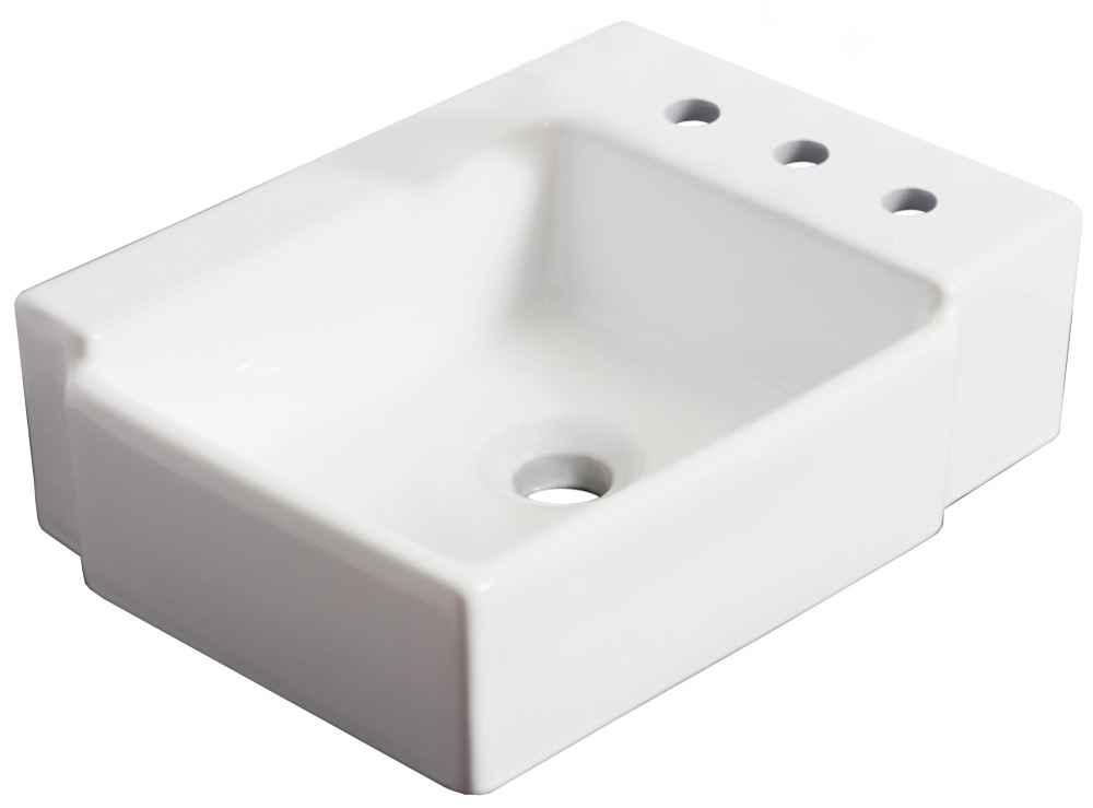 16.25-in. x 11.75-in. Rectangle Bathroom Vessel Sink Set White Enamel Glaze