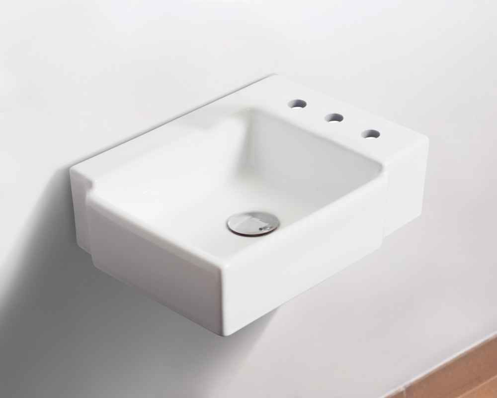 16.25-in. x 11.75-in. Rectangle Bathroom Vessel Sink Set White Enamel Glaze