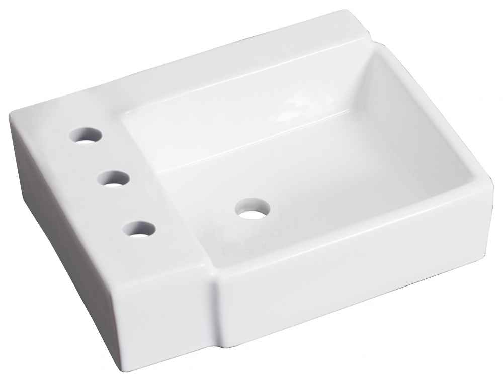 16.25-in. x 11.75-in. Rectangle Bathroom Vessel Sink Set White Enamel Glaze