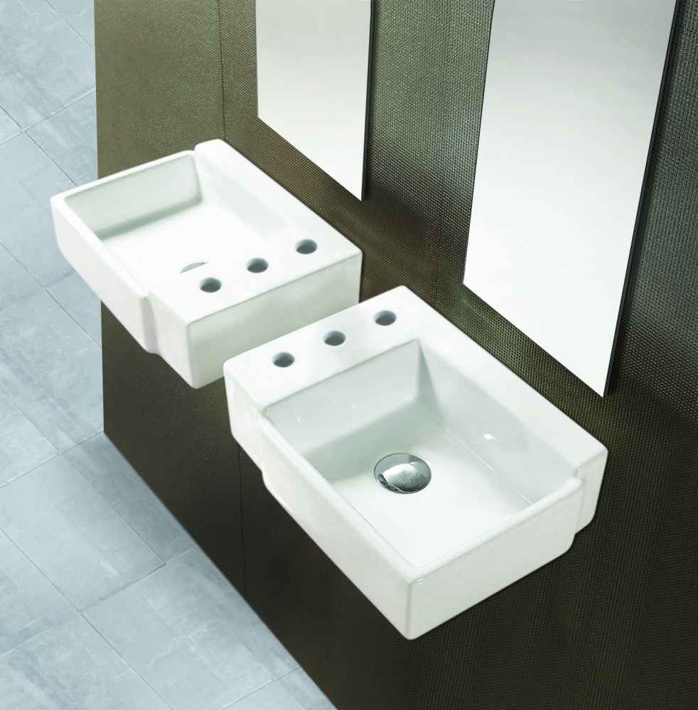 16.25-in. x 11.75-in. Rectangle Bathroom Vessel Sink Set White Enamel Glaze