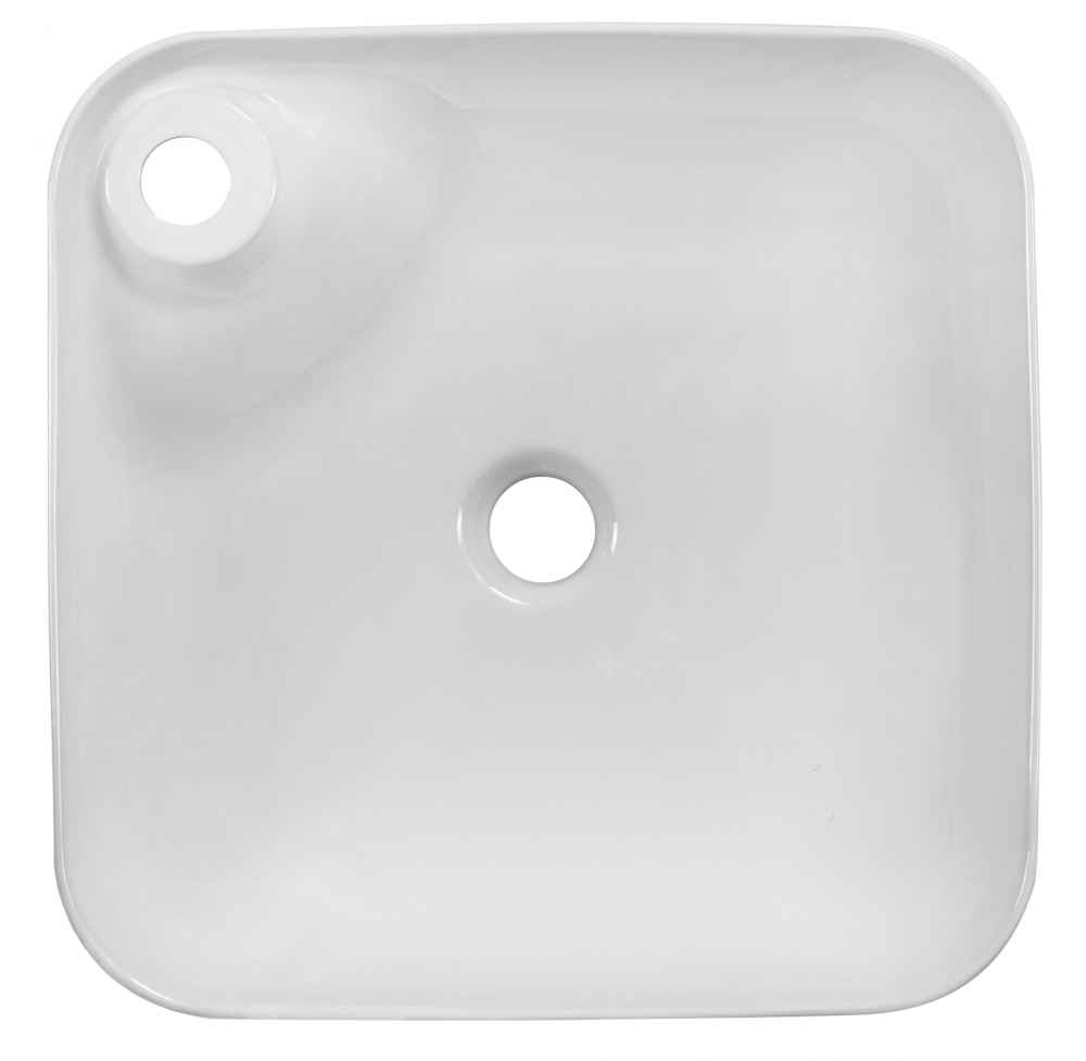 17-in. x 17-in. Rectangle Bathroom Vessel Sink Set White Enamel Glaze