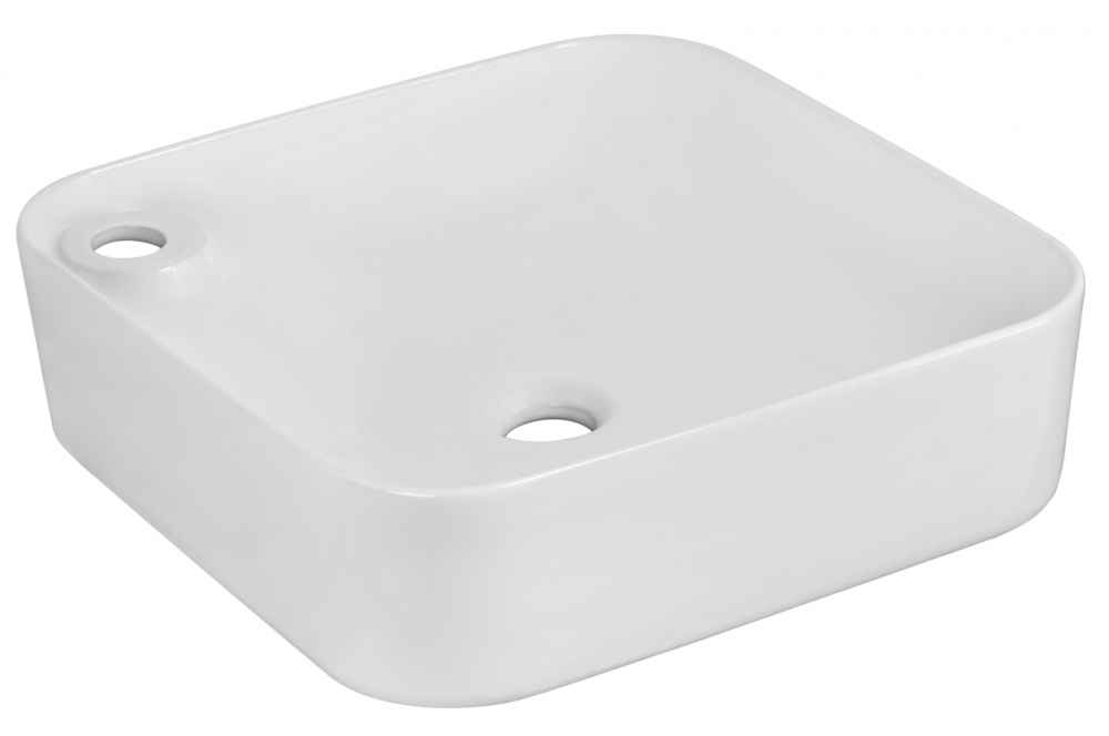17-in. x 17-in. Rectangle Bathroom Vessel Sink Set White Enamel Glaze