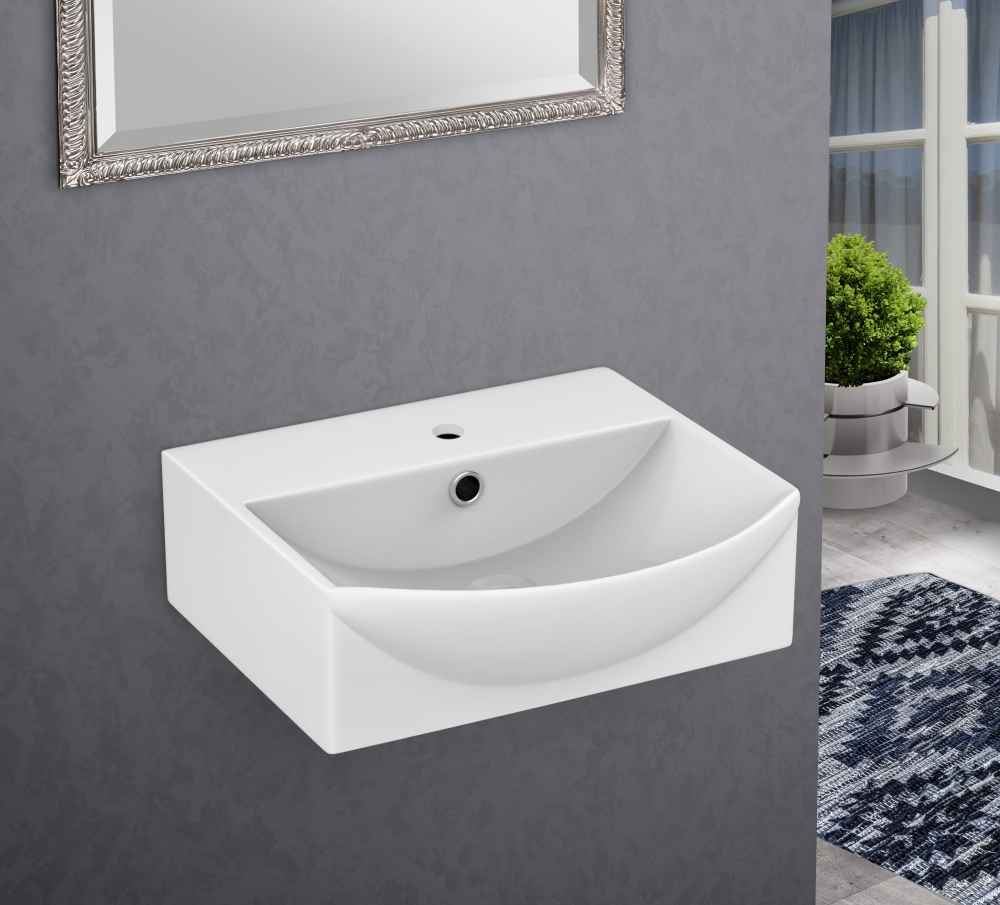 13.75-in. x 14-in. Rectangle Bathroom Vessel Sink Set White Enamel Glaze