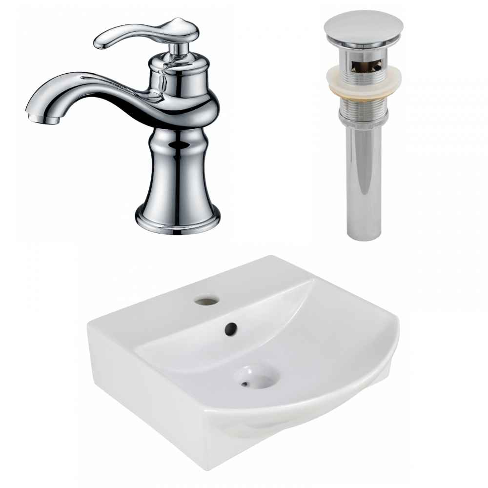 13.75-in. x 14-in. Rectangle Bathroom Vessel Sink Set White Enamel Glaze