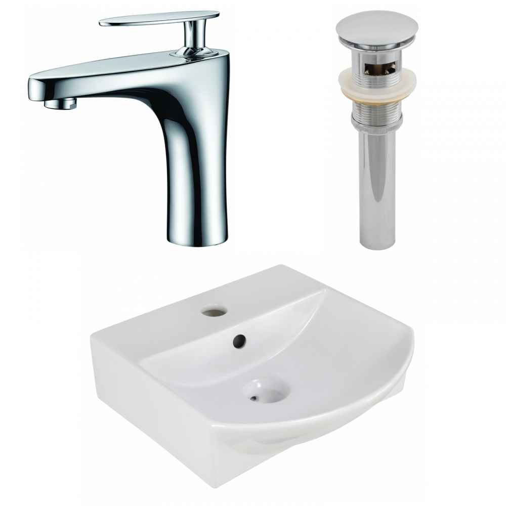 13.75-in. x 14-in. Rectangle Bathroom Vessel Sink Set White Enamel Glaze