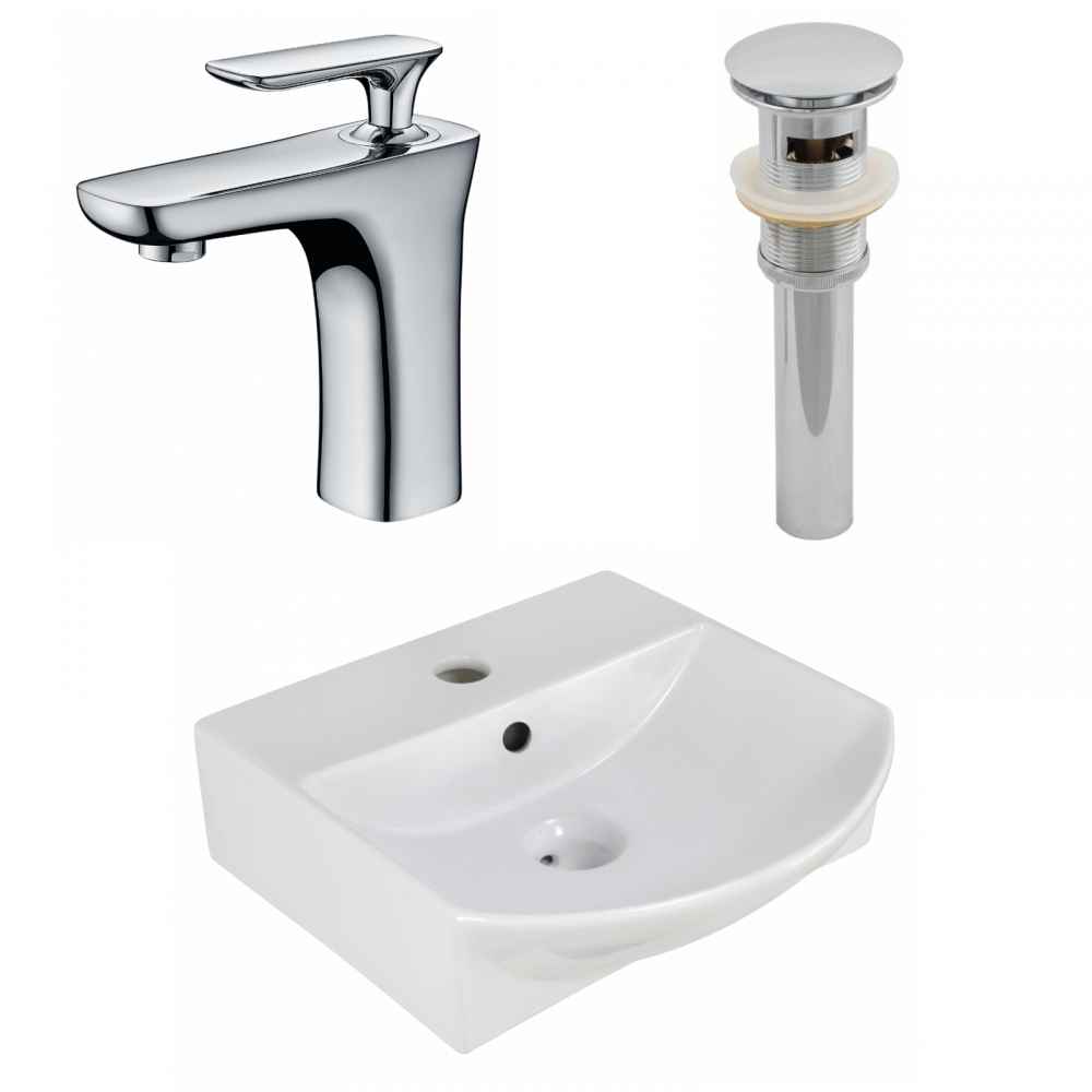 13.75-in. x 14-in. Rectangle Bathroom Vessel Sink Set White Enamel Glaze