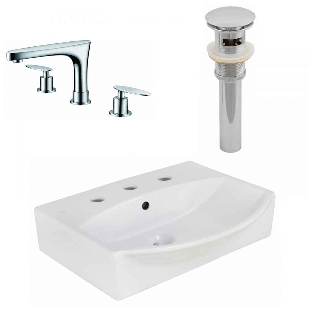 19.5-in. x 16-in. Rectangle Bathroom Vessel Sink Set White Enamel Glaze