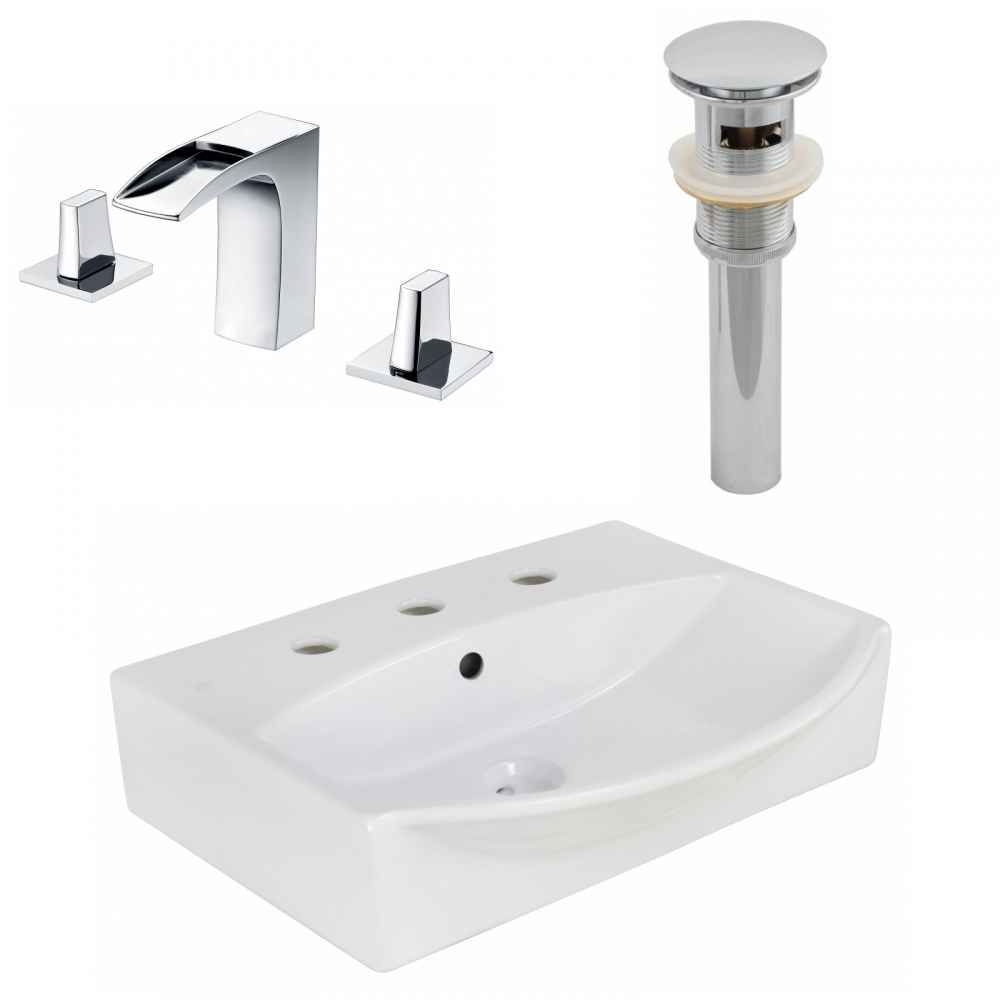 19.5-in. x 16-in. Rectangle Bathroom Vessel Sink Set White Enamel Glaze