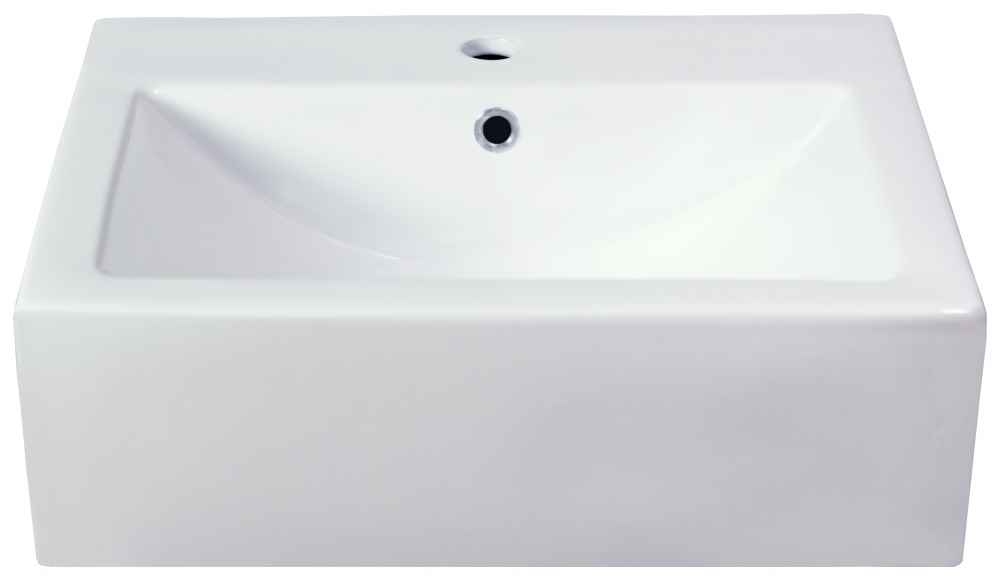 20.75-in. x 17.25-in. Rectangle Bathroom Vessel Sink Set White Enamel Glaze