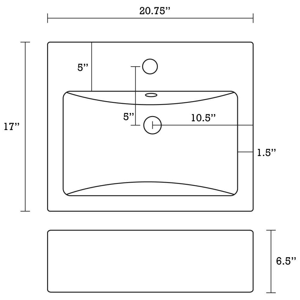 20.75-in. x 17.25-in. Rectangle Bathroom Vessel Sink Set White Enamel Glaze