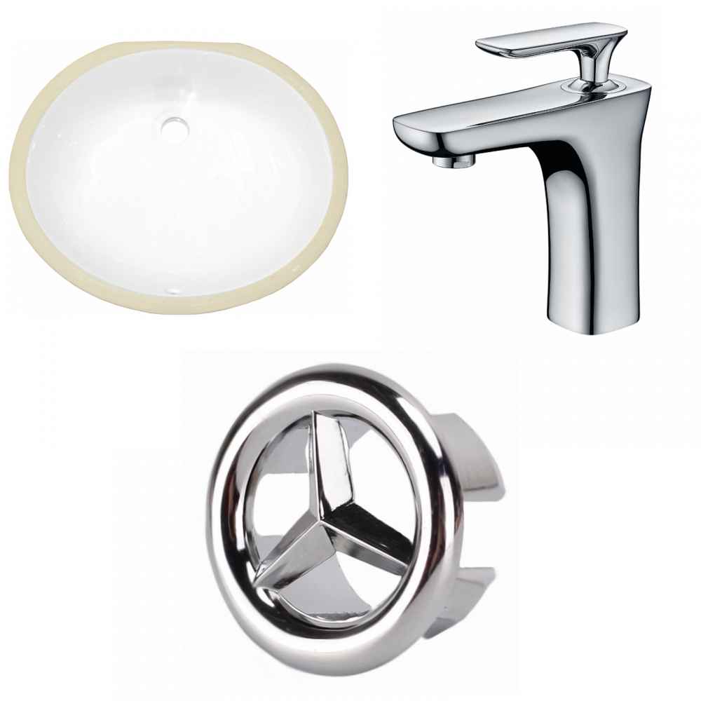 19.5-in. W Oval Bathroom Undermount Sink Set In White - Chrome Hardware