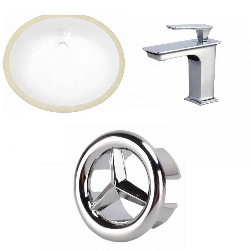 19.5-in. W Oval Bathroom Undermount Sink Set In White - Chrome Hardware