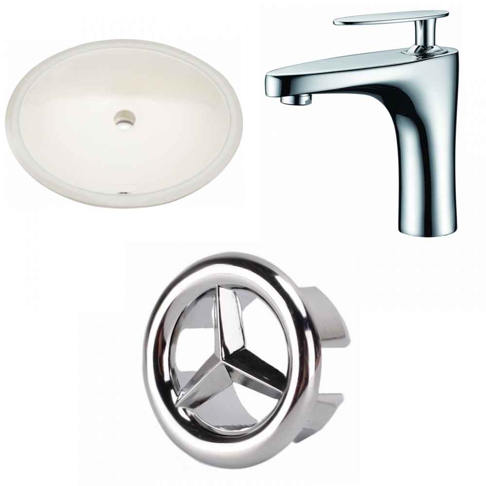 19.75-in. W Oval Bathroom Undermount Sink Set In Biscuit - Chrome Hardware