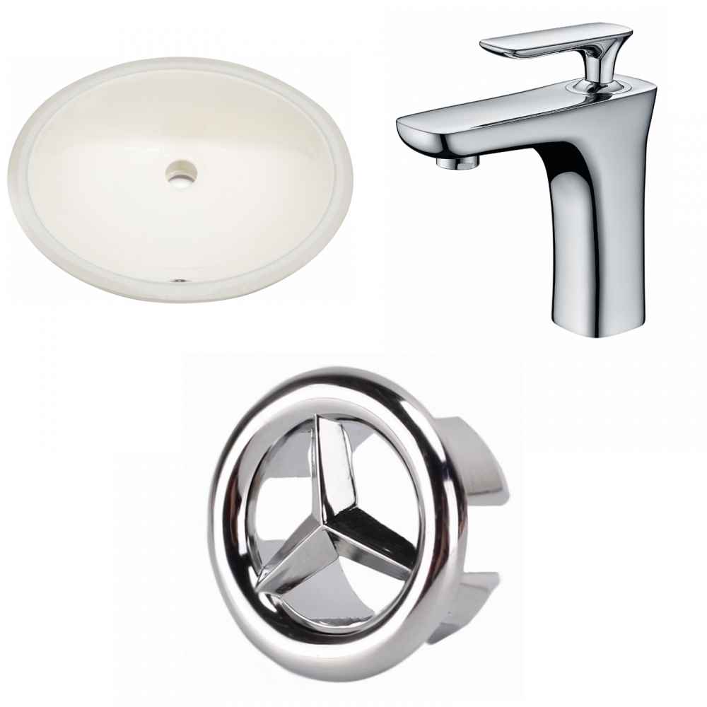 19.75-in. W Oval Bathroom Undermount Sink Set In Biscuit - Chrome Hardware