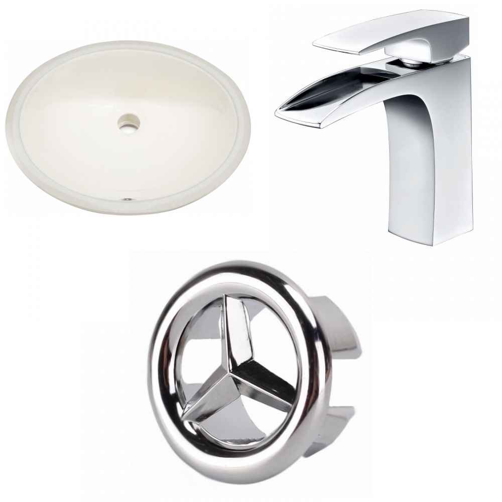 19.75-in. W Oval Bathroom Undermount Sink Set In Biscuit - Chrome Hardware