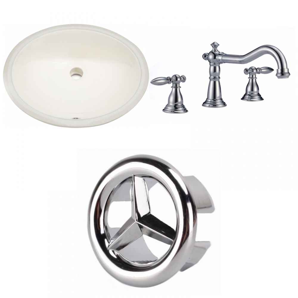 19.75-in. W Oval Bathroom Undermount Sink Set In Biscuit - Chrome Hardware