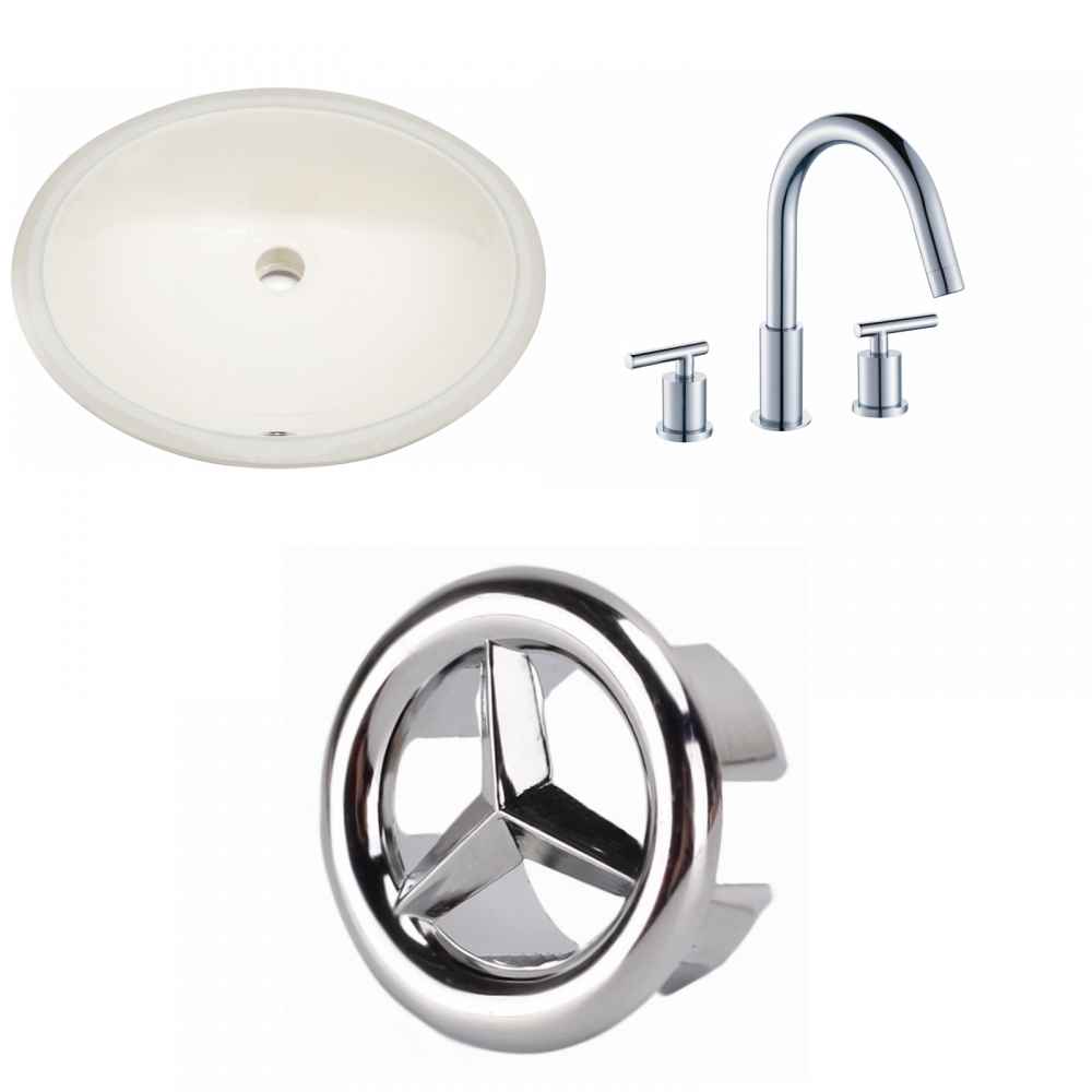 19.75-in. W Oval Bathroom Undermount Sink Set In Biscuit - Chrome Hardware