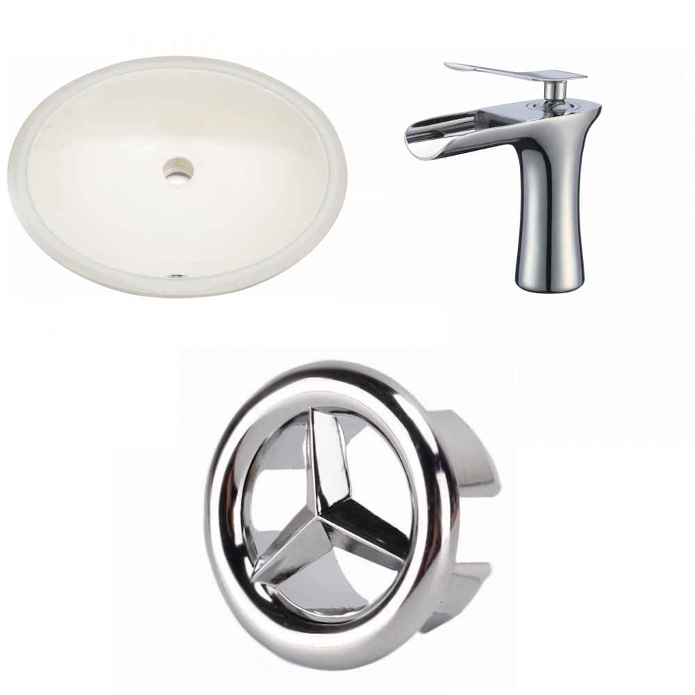 19.75-in. W Oval Bathroom Undermount Sink Set In Biscuit - Chrome Hardware