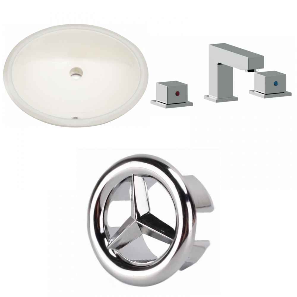19.75-in. W Oval Bathroom Undermount Sink Set In Biscuit - Chrome Hardware