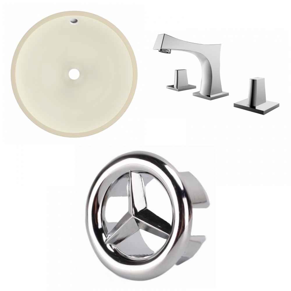 16-in. W Round Bathroom Undermount Sink Set In Biscuit - Chrome Hardware