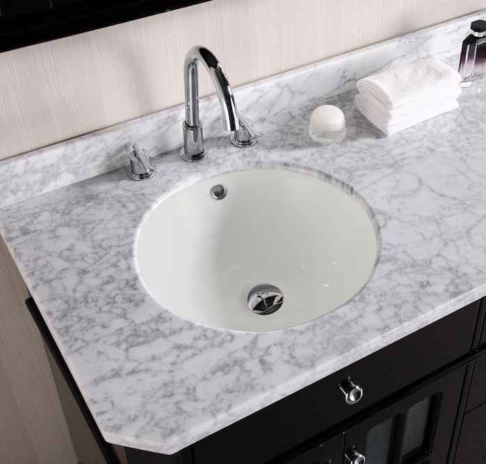 16-in. W Round Bathroom Undermount Sink Set In Biscuit - Chrome Hardware