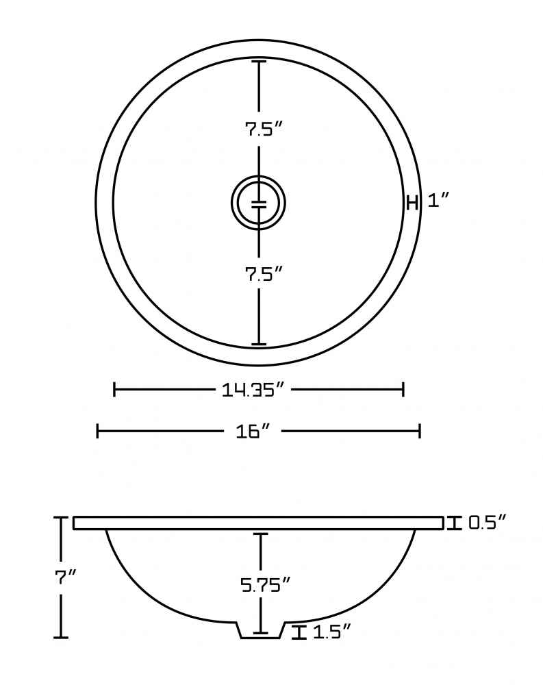 16-in. W Round Bathroom Undermount Sink Set In Biscuit - Chrome Hardware