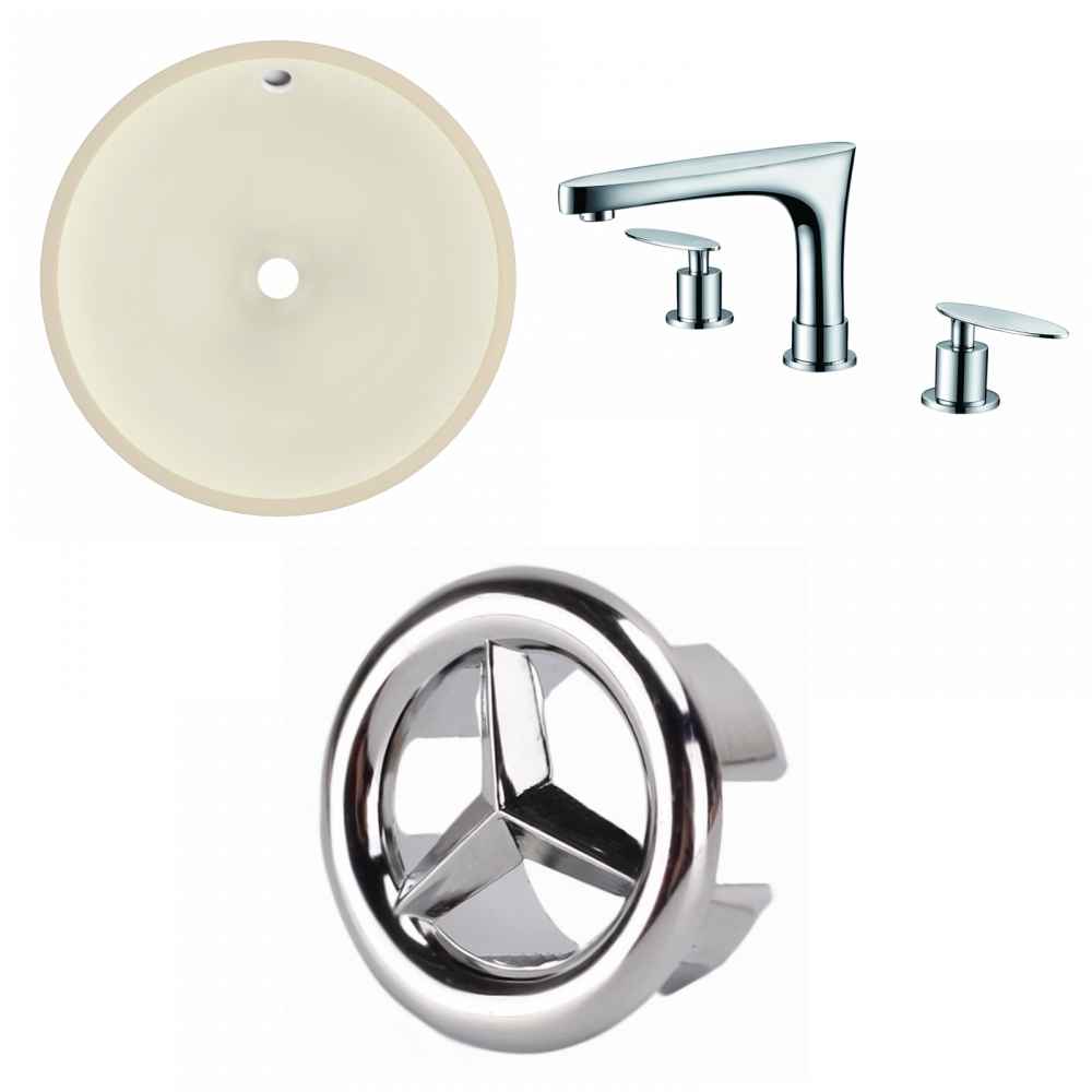 16-in. W Round Bathroom Undermount Sink Set In Biscuit - Chrome Hardware