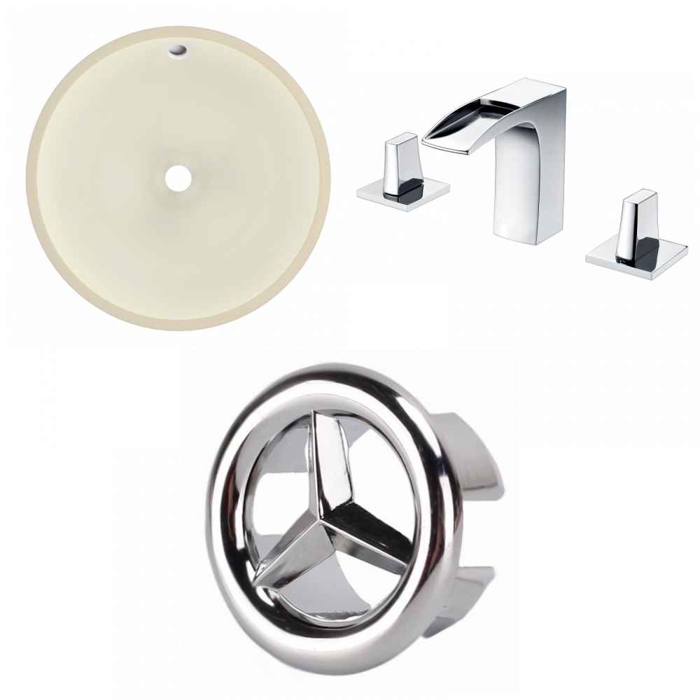 16-in. W Round Bathroom Undermount Sink Set In Biscuit - Chrome Hardware