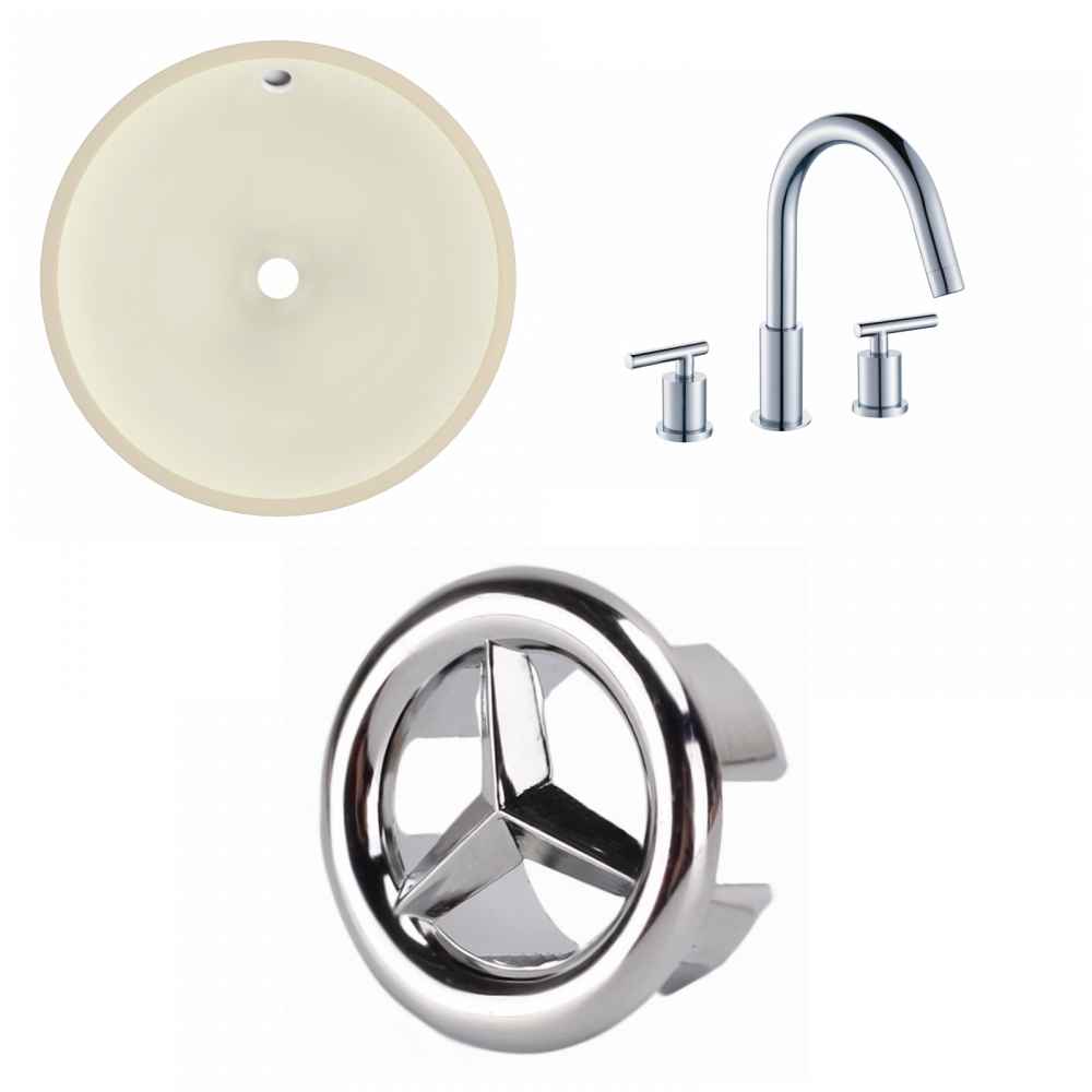 16-in. W Round Bathroom Undermount Sink Set In Biscuit - Chrome Hardware