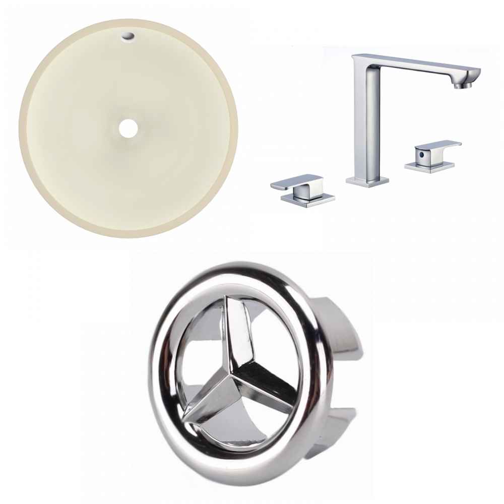 16-in. W Round Bathroom Undermount Sink Set In Biscuit - Chrome Hardware