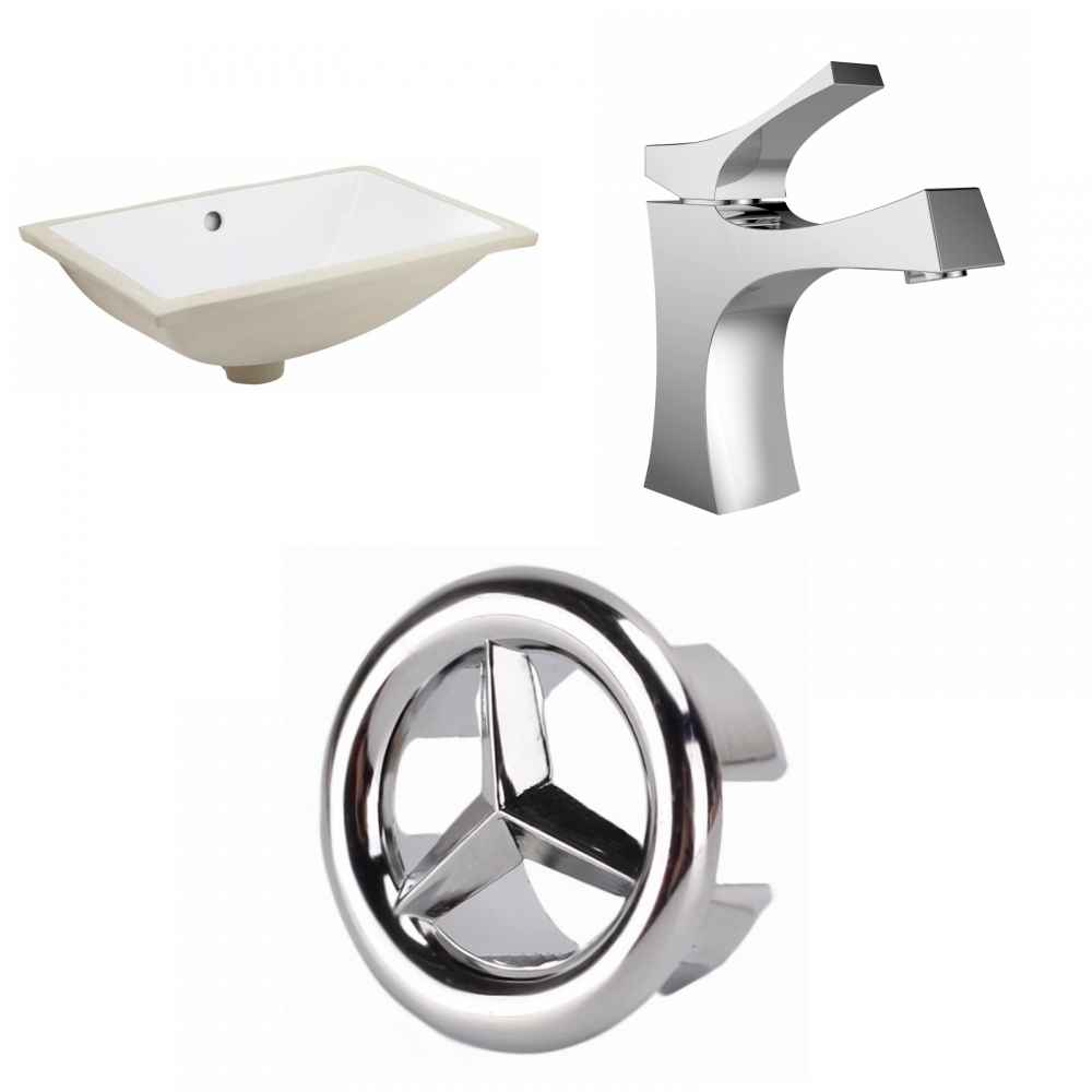 18.25-in. W CUPC Rectangle Bathroom Undermount Sink Set In White - Chrome Hardware