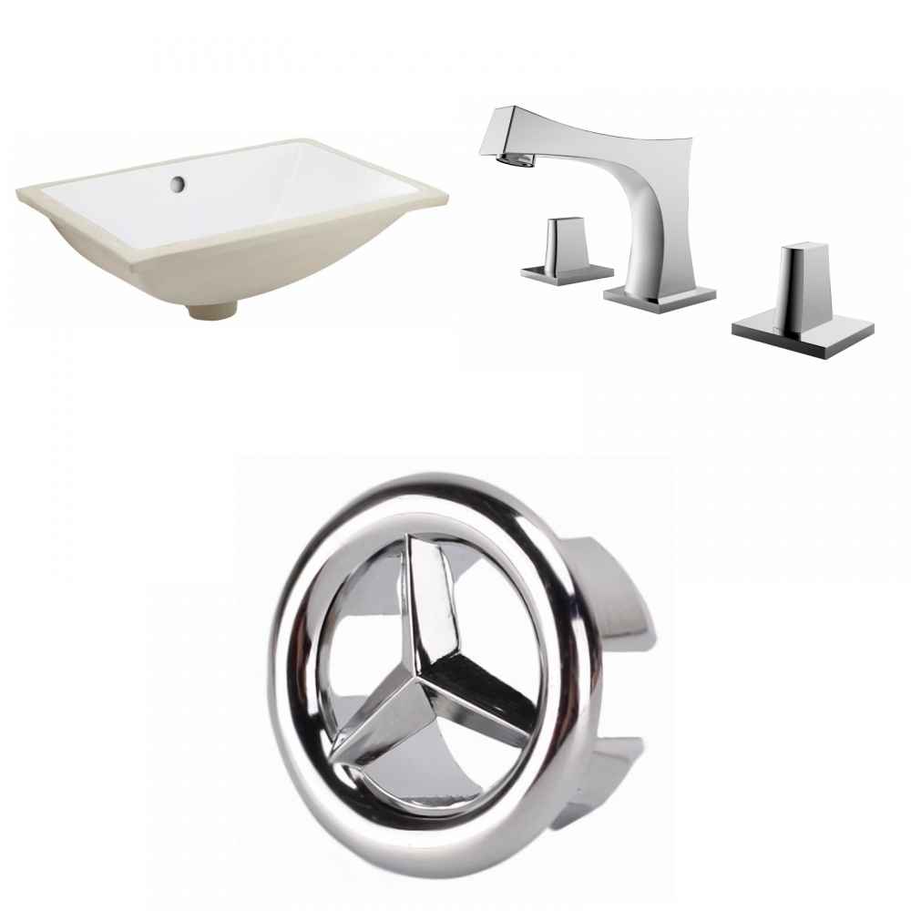 18.25-in. W CUPC Rectangle Bathroom Undermount Sink Set In White - Chrome Hardware