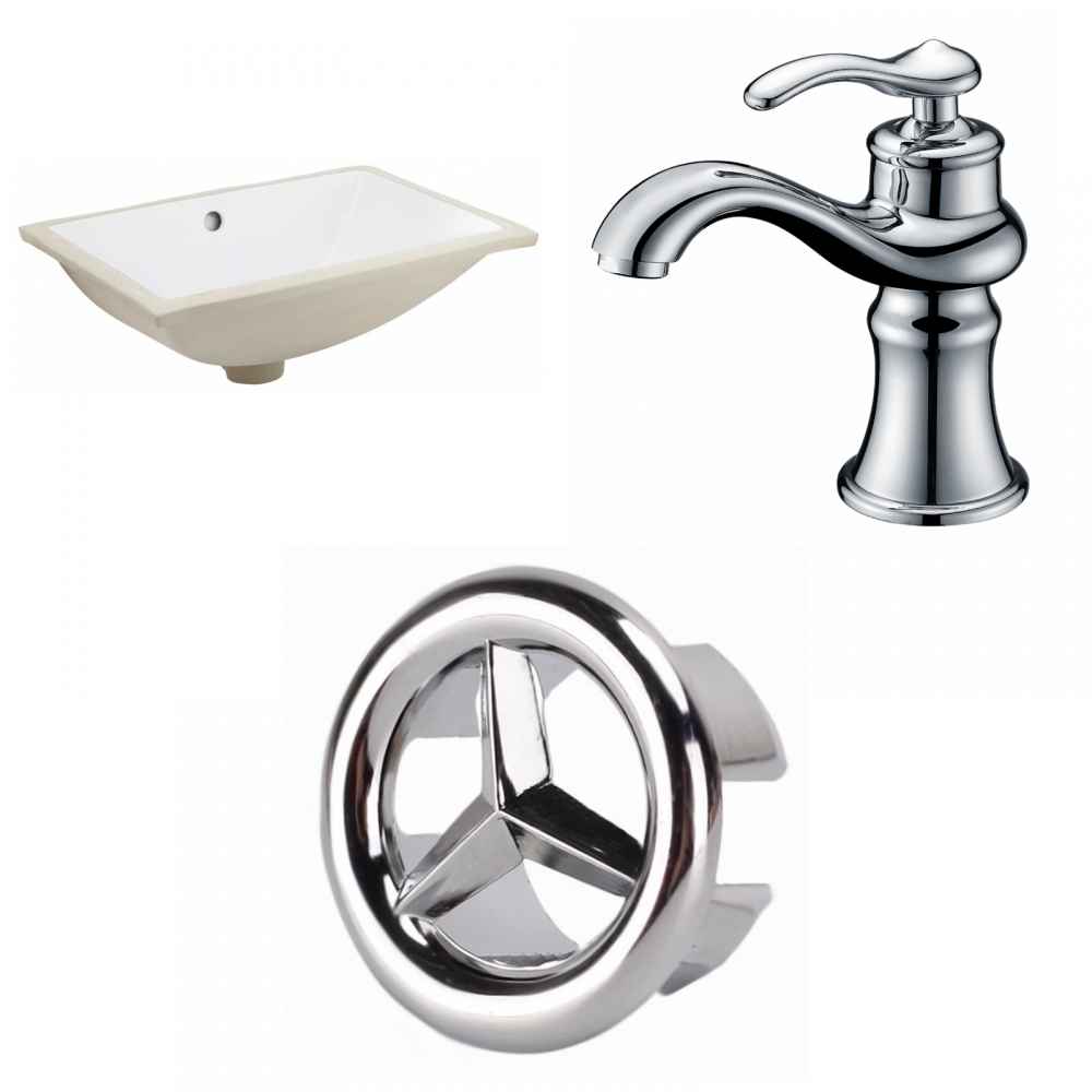 18.25-in. W CUPC Rectangle Bathroom Undermount Sink Set In White - Chrome Hardware