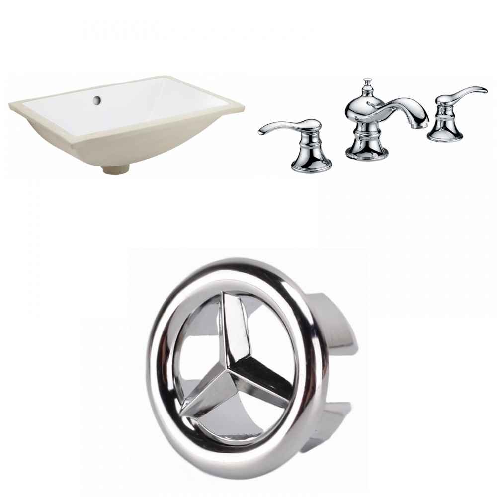 18.25-in. W CUPC Rectangle Bathroom Undermount Sink Set In White - Chrome Hardware