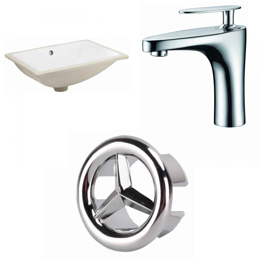 18.25-in. W CUPC Rectangle Bathroom Undermount Sink Set In White - Chrome Hardware