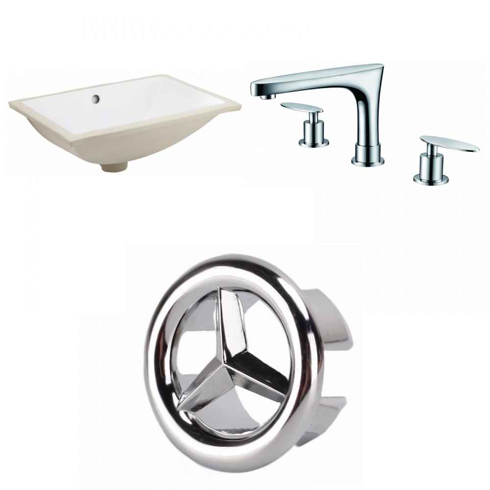 18.25-in. W CUPC Rectangle Bathroom Undermount Sink Set In White - Chrome Hardware