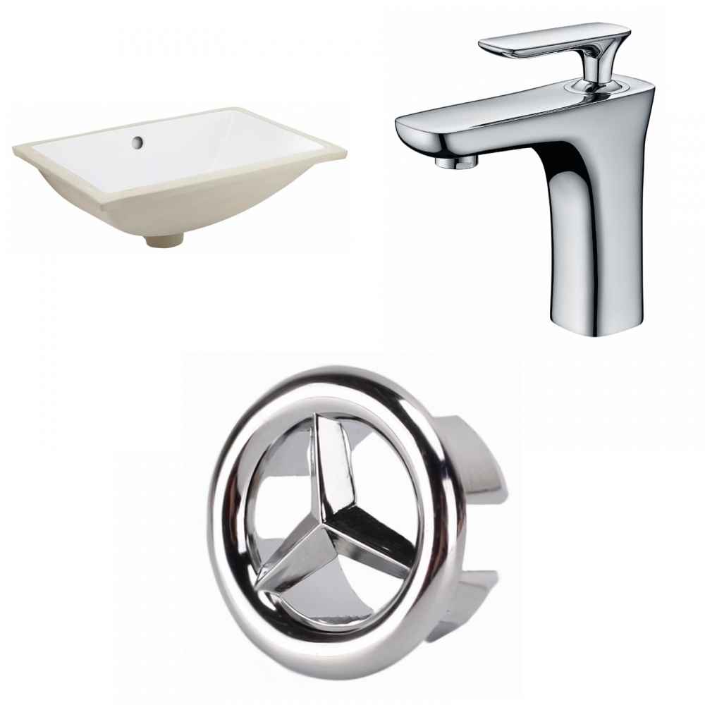 18.25-in. W CUPC Rectangle Bathroom Undermount Sink Set In White - Chrome Hardware