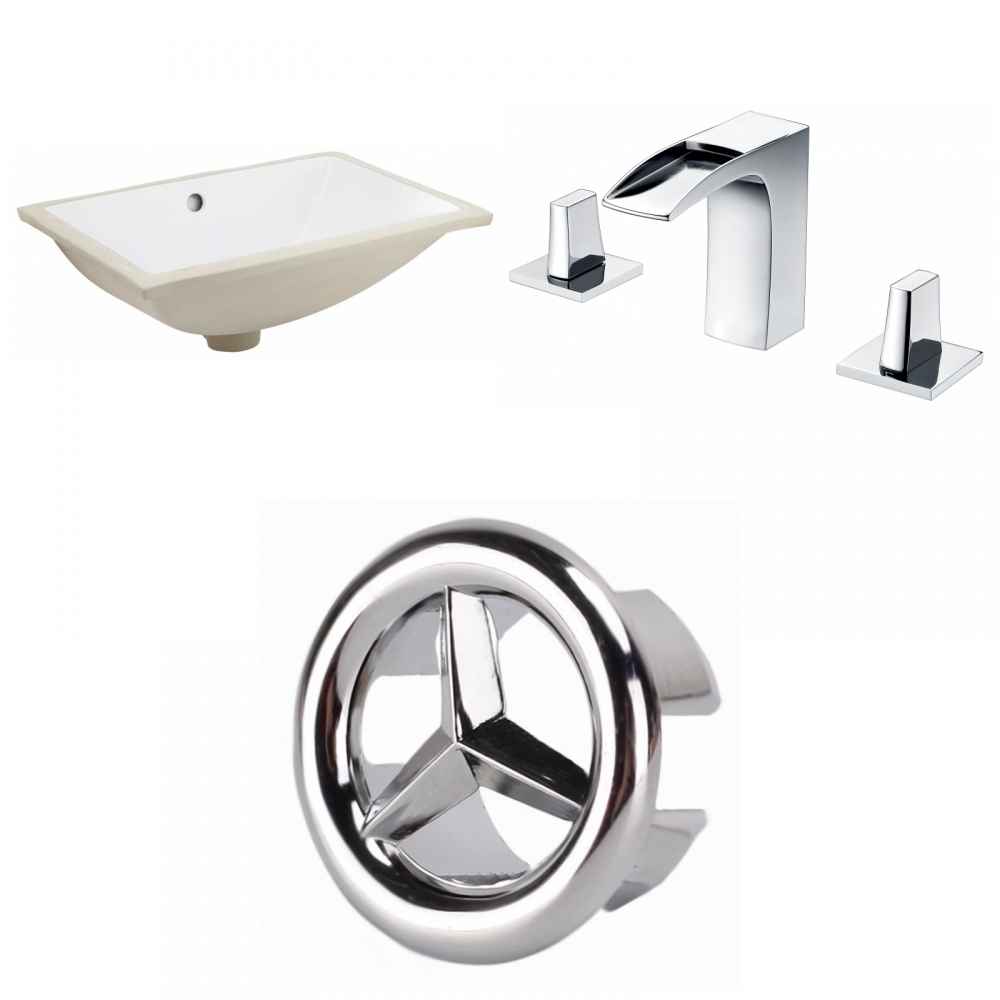 18.25-in. W CUPC Rectangle Bathroom Undermount Sink Set In White - Chrome Hardware