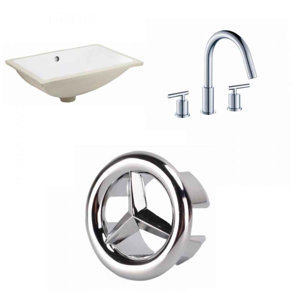 18.25-in. W CUPC Rectangle Bathroom Undermount Sink Set In White - Chrome Hardware