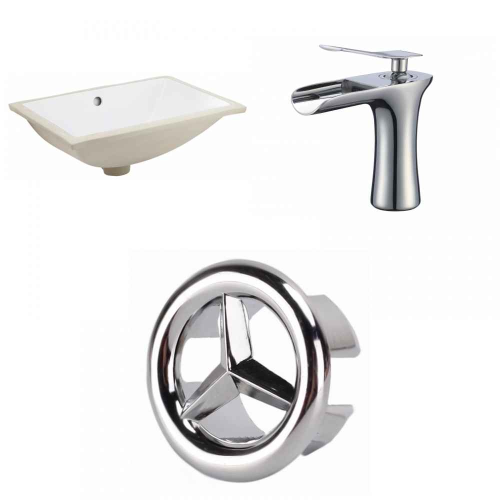 18.25-in. W CUPC Rectangle Bathroom Undermount Sink Set In White - Chrome Hardware