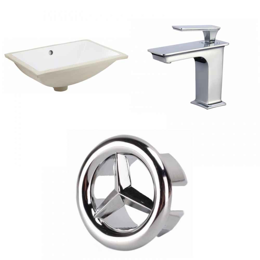 18.25-in. W CUPC Rectangle Bathroom Undermount Sink Set In White - Chrome Hardware