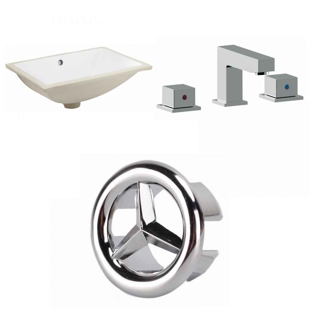 18.25-in. W CUPC Rectangle Bathroom Undermount Sink Set In White - Chrome Hardware