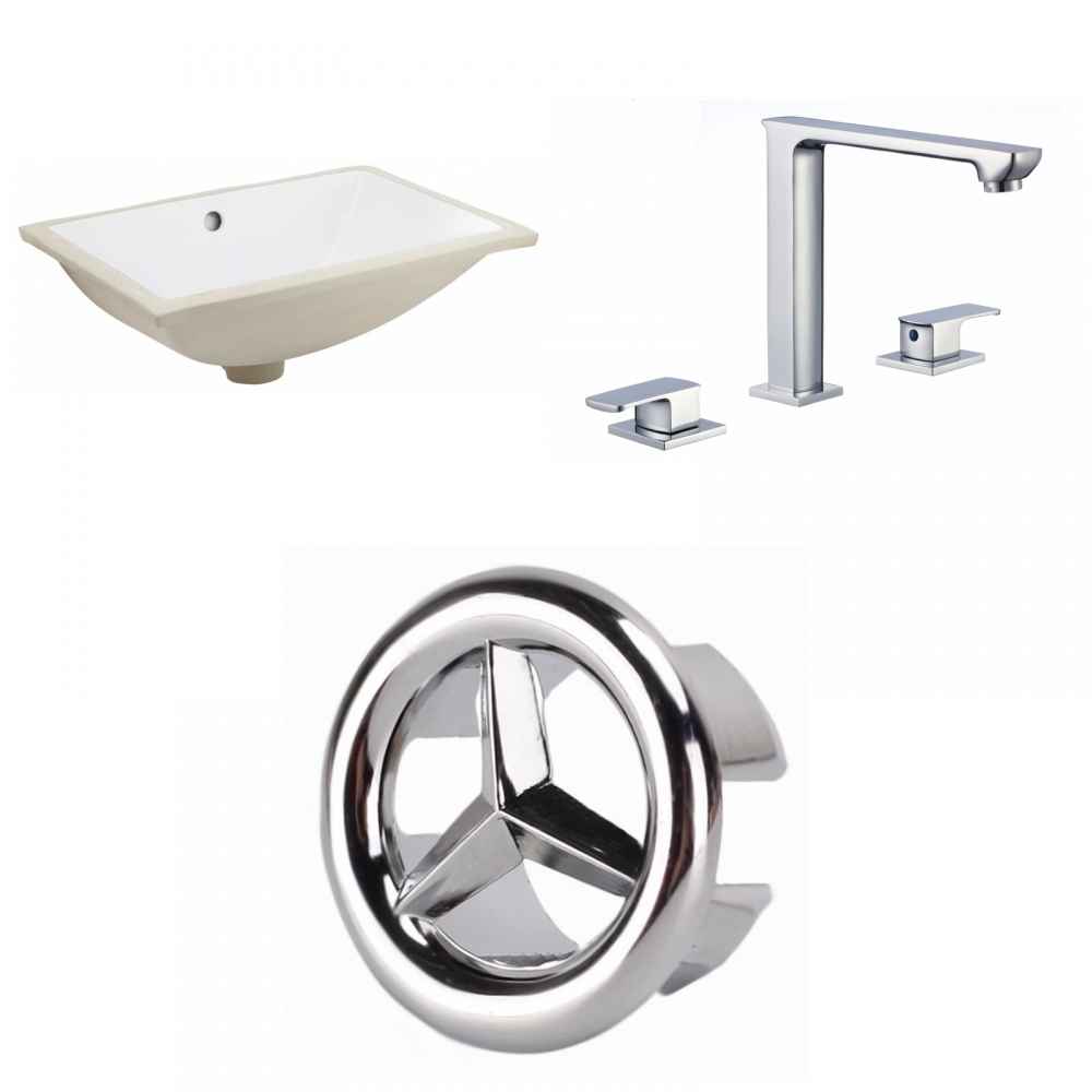 18.25-in. W CUPC Rectangle Bathroom Undermount Sink Set In White - Chrome Hardware