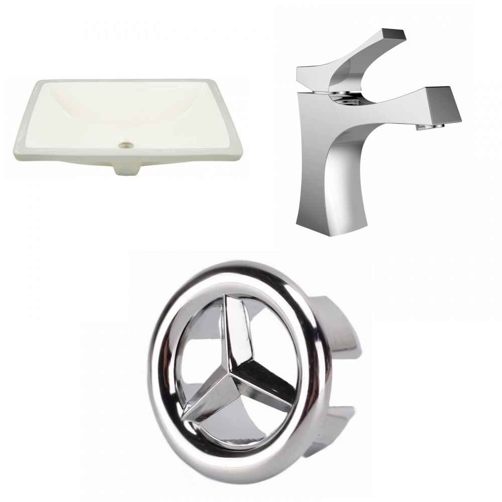 18.25-in. W CUPC Rectangle Bathroom Undermount Sink Set In Biscuit - Chrome Hardware